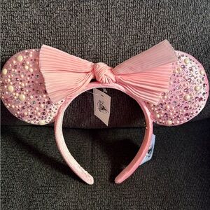 Pink bling and pearl Mickey ear headband